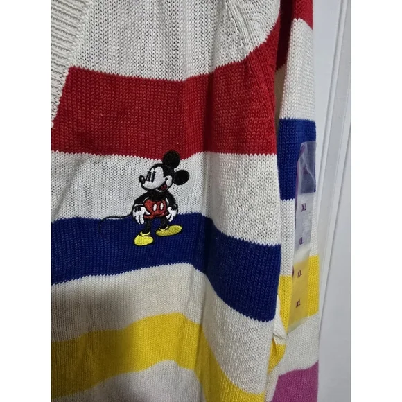 Disney 100 Years Womens MICKEY striped Sweater Cardigan XL New NWT Button Up - Picture 2 of 5